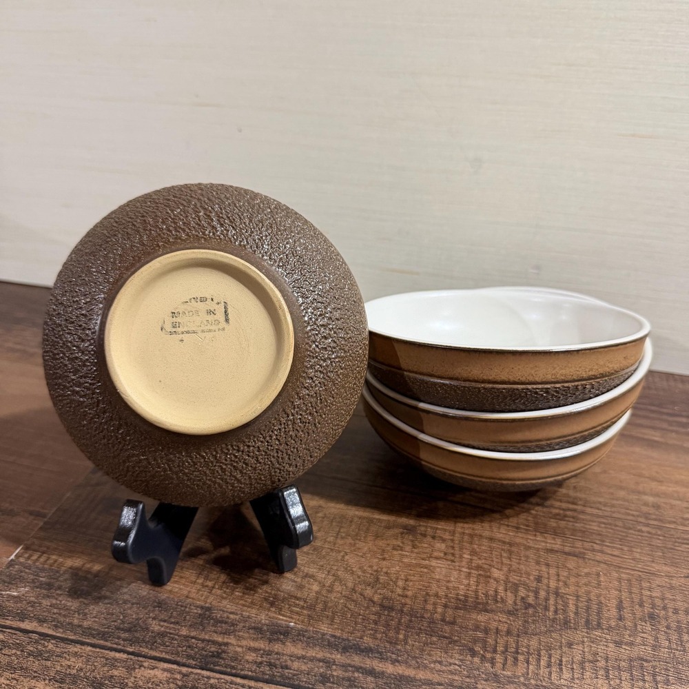 4 VTG 70s Denby Cotswold Country Fayre Fruit Bowls 5.75" English Stoneware Brown